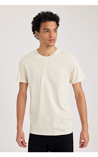 DeFacto %100 Pamuk Slim Fit Dar Kesim Bisiklet Yaka Basic Düz Kısa Kollu Tişört B0653AXNSBG155