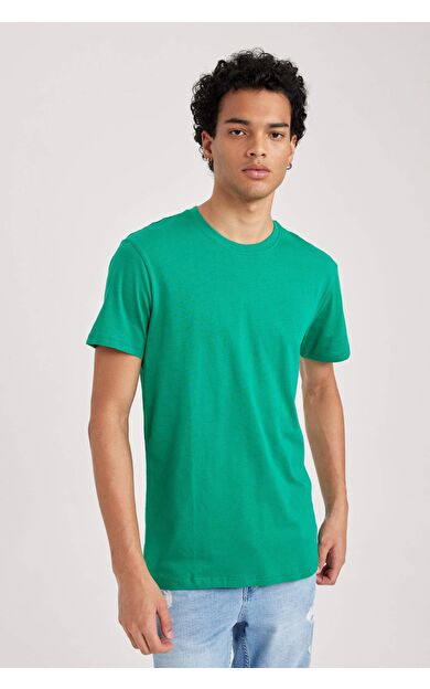 DeFacto %100 Pamuk Slim Fit Dar Kesim Bisiklet Yaka Basic Düz Kısa Kollu Tişört B0653AXNSGN146
