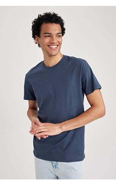 DeFacto %100 Pamuk Slim Fit Dar Kesim Bisiklet Yaka Basic Düz Kısa Kollu Tişört B0653AXNSIN137