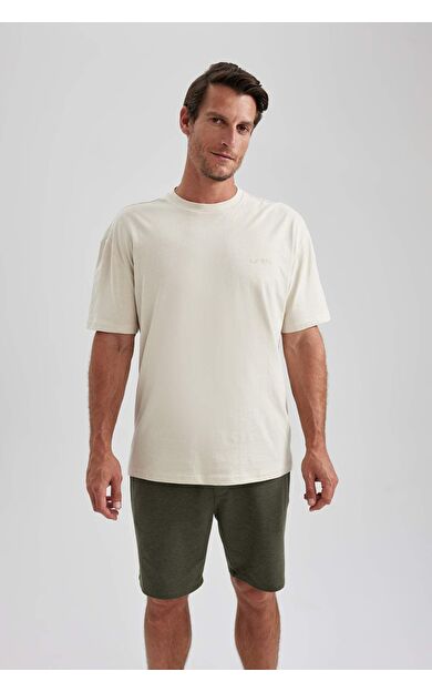 DeFacto Oversize Geniş Kalıp Bisiklet Yaka Tişört B0662AXNSBG155