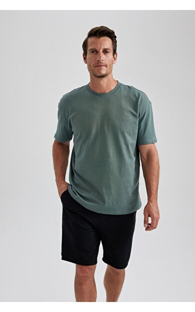 DeFacto Oversize Geniş Kalıp Bisiklet Yaka Tişört B0662AXNSGN463