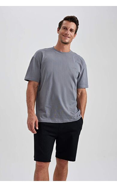 DeFacto Oversize Geniş Kalıp Bisiklet Yaka Tişört B0662AXNSGR211