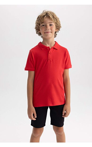 DeFacto Erkek Çocuk Regular Fit Polo Yaka Pike Kısa Kollu Polo Tişört B0668A8NSRD282