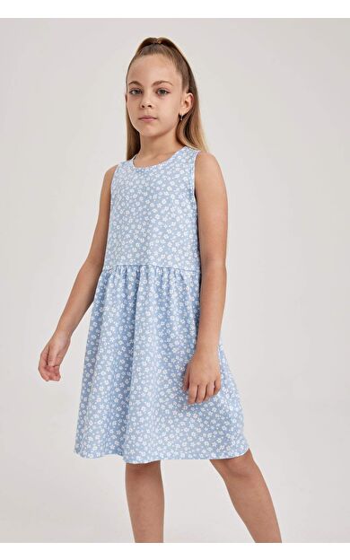 Kız Çocuk Desenli Pamuklu Elbise