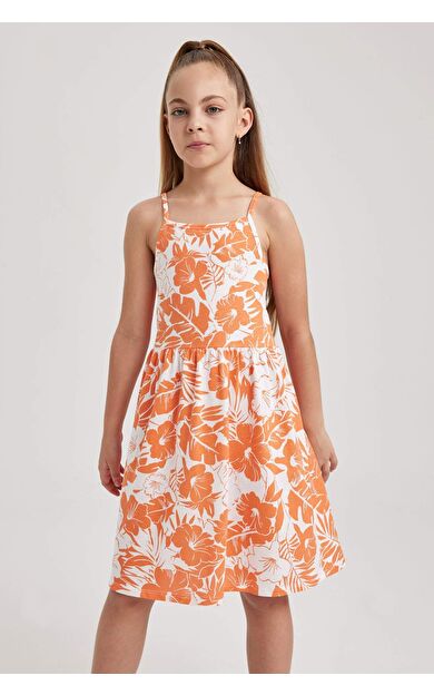 Kız Çocuk Desenli Pamuklu Elbise