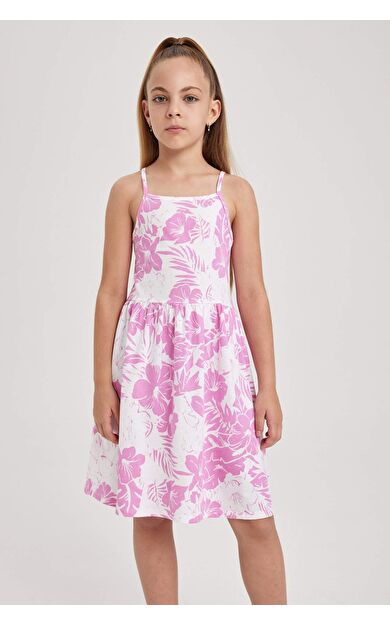 Kız Çocuk Desenli Pamuklu Elbise