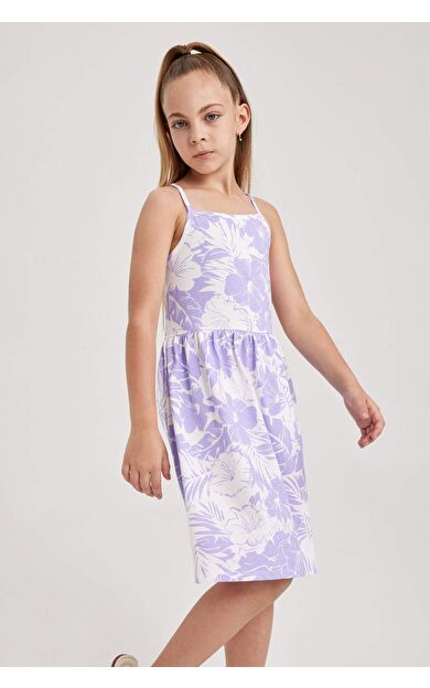 Kız Çocuk Desenli Pamuklu Elbise