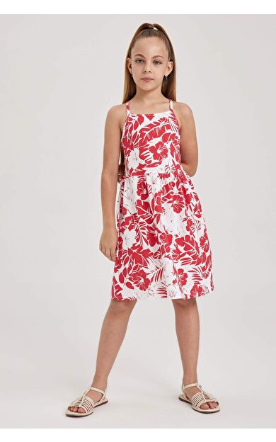 Kız Çocuk Desenli Pamuklu Elbise