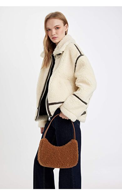 Kadın Basic Düz Pelüş El Çantası