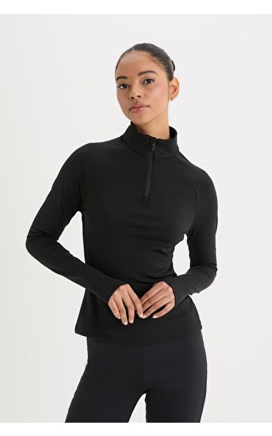 DeFacto DeFactoFit Standart Fit Dik Yaka Sporcu Uzun Kollu Tişört B0811AX25SPBK81