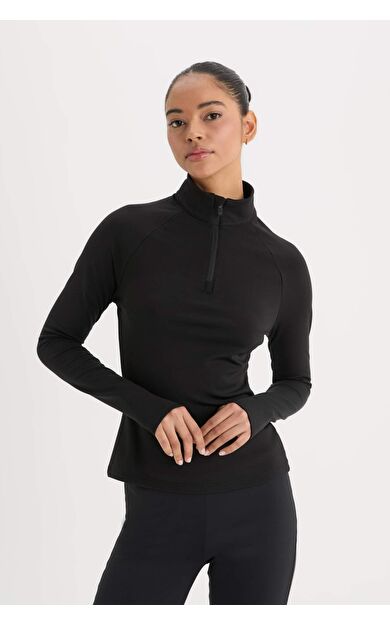 DeFacto DeFactoFit Standart Fit Dik Yaka Sporcu Uzun Kollu Tişört B0811AX25SPBK81