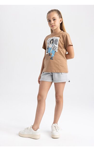DeFacto Kız Çocuk Kargo Fit Sweatshirt Kumaşı Şort B0841A823HSGR98