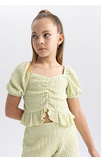 DeFacto Kız Çocuk Crop Top Kısa Kollu Tişört B0986A823HSGN719