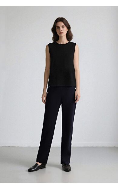 DeFacto Carrot Fit Havuç Kalıp Basic Düz Cepli Yüksek Bel Düz Paça Lacivert Pantolon