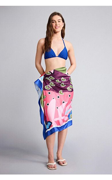 DeFacto Regular Fit Desenli Saten Plaj Eteği-Fall in Love B1443AX25HSPN149