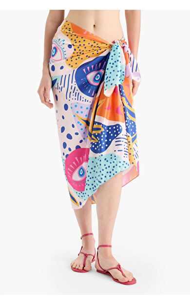 DeFacto Regular Fit Desenli Saten Plaj Eteği-Fall in Love B1443AX25HSPN219