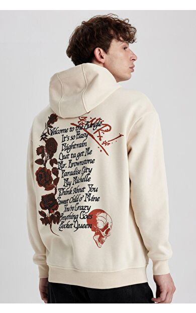 DeFacto Guns N' Roses Boxy Fit Kapüşonlu Sweatshirt