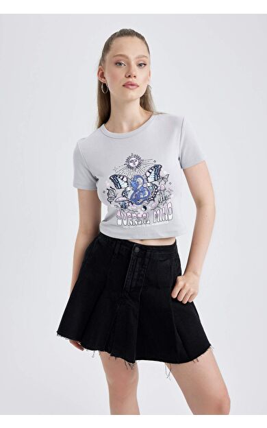 DeFacto DeFactoFit Coool Fitted Baskılı Kısa Kollu Tişört B1663AX23HSGR184