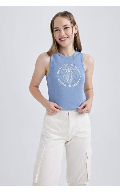 DeFacto DeFactoFit Coool Fitted Baskılı Fitilli Kaşkorse Atlet B1749AX23HSBE749