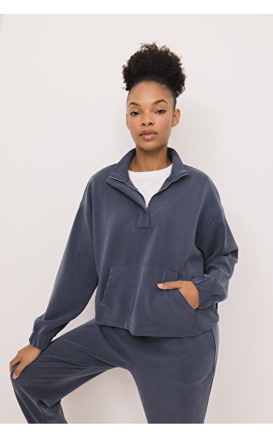 DeFacto Oversize Fit Dik Yaka Modal Sporcu Sweatshirt