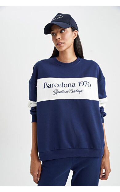 DeFacto Relax Fit Bisiklet Yaka Kalın Sweatshirt Kumaşı Sweatshirt B1846AX23AUNV42
