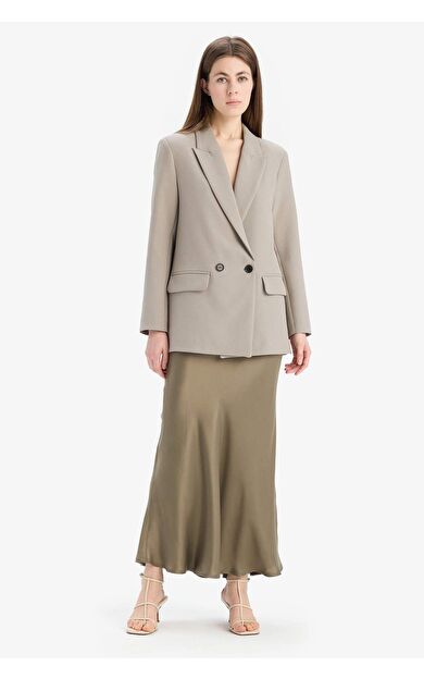 A Kesim Normal Bel Saten Midi Etek