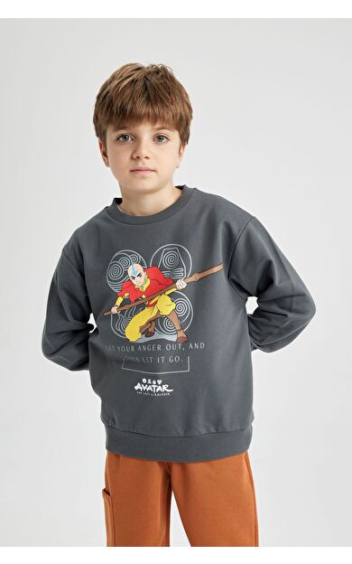 DeFacto Erkek Çocuk Avatar the Last Airbender Regular Fit Kapüşonlu İnce Sweatshirt Kumaşı Sweatshirt