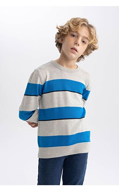 DeFacto Erkek Çocuk Regular Fit Bisiklet Yaka Pamuklu Kazak B2254A823CWGR400