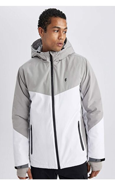 DeFacto Su İtici Slim Fit Kapüşonlu Ribana Mont B2303AX24SPGR52