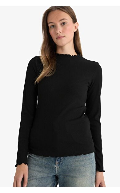 Yarım Balıkçı Yaka Fitilli Kaşkorse Uzun Kollu Tunik