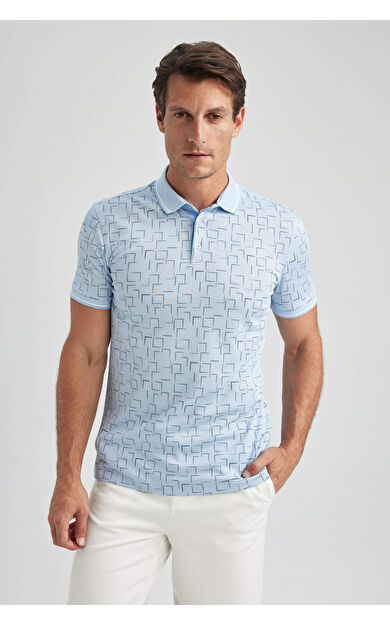 DeFacto Slim Fit Polo Yaka Baskılı Kısa Kollu Tişört
