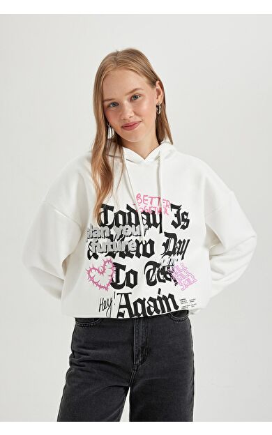 DeFacto DeFactoFit Coool Oversize Fit Kapüşonlu Kalın Kumaş Sweatshirt B2600AX23WNWT32