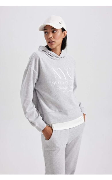 DeFacto Regular Fit Kapüşonlu Sweatshirt B2606AX23AUGR210