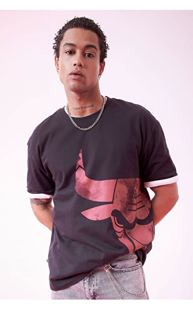 DeFacto NBA Chicago Bulls Oversize Fit Bisiklet Yaka Tişört