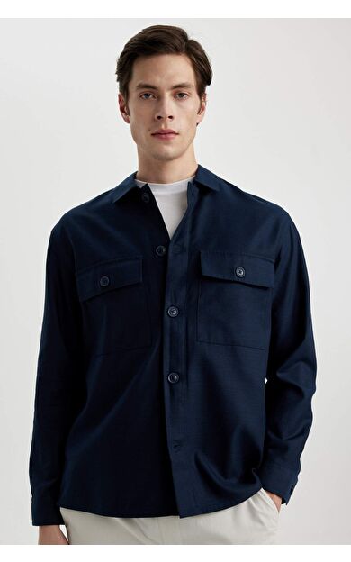 DeFactoFit Relax Fit Polo Yaka Gömlek Ceket B3903AX24SPNV64