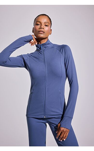 DeFacto DeFactoFit Fitted Dik Yaka Çift Cepli Fermuarlı Spor Hırka B3985AX25AUIN231