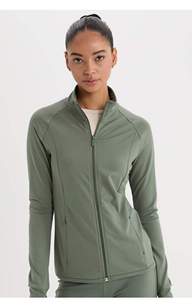 DeFacto DeFactoFit Fitted Dik Yaka Çift Cepli Fermuarlı Spor Hırka B3985AX25SPKH458