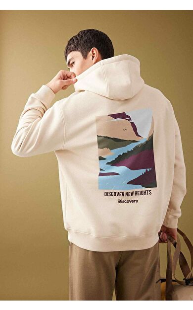 DeFacto Discovery Channel Oversize Fit Kapüşonlu Sweatshirt