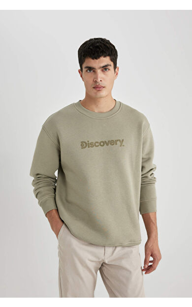 DeFacto Discovery Channel Oversize Fit Bisiklet Yaka Sweatshirt