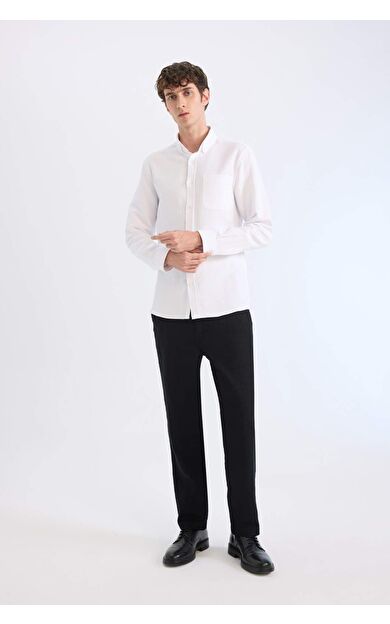 DeFacto Yazlık Jogger Pantolon Regular Fit Normal Kesim Keten Görünümlü Düz Paça Pamuklu Cepli B4138AX25SPBK81