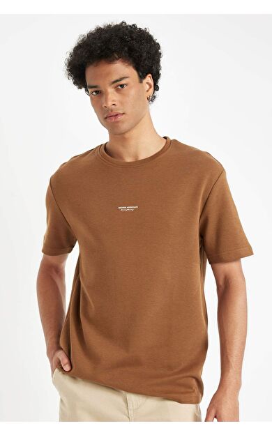 DeFactoFit Regular Fit Bisiklet Yaka Baskılı Ağır Kumaş Kısa Kollu Tişört