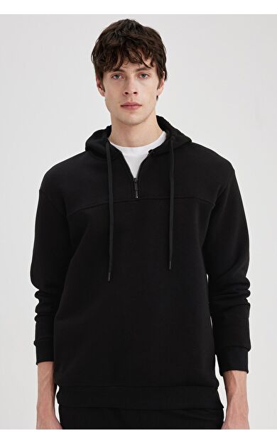 DeFacto Comfort Fit Kapüşonlu Sweatshirt B4351AX23WNBK81
