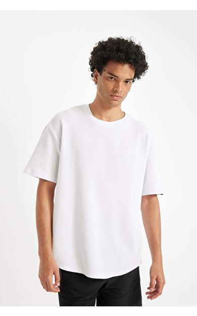 DeFactoFit Comfort Fit Bisiklet Yaka Kısa Kollu Waffle Tişört B4443AX24AUWT34