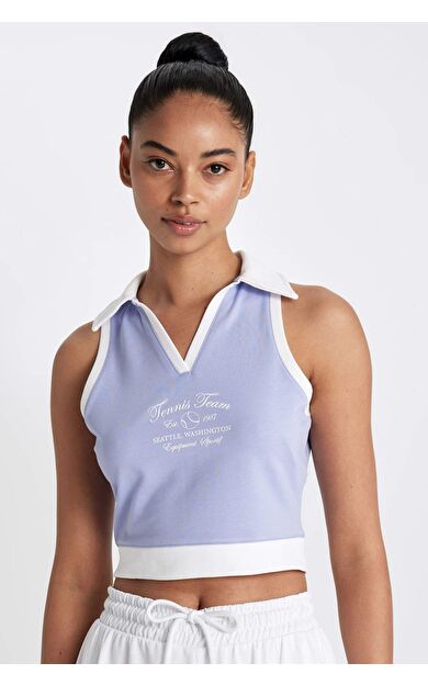 DeFactoFit Crop Top Polo Yaka Sporcu Atlet B4581AX24SPPR317