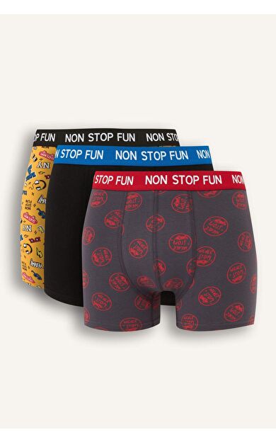 DeFacto Regular Fit Desenli 3'lü Boxer B4782AX25AUYL157