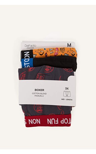 DeFacto Regular Fıt Desenli 3'lü Boxer