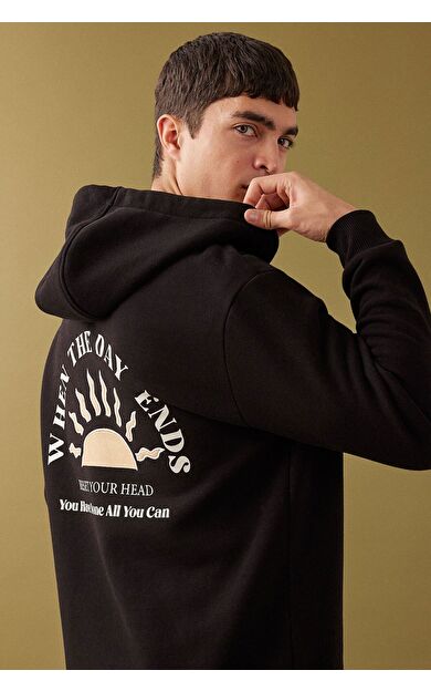DeFacto Oversize Fit Kapüşonlu Sweatshirt B4804AX24SPBK81
