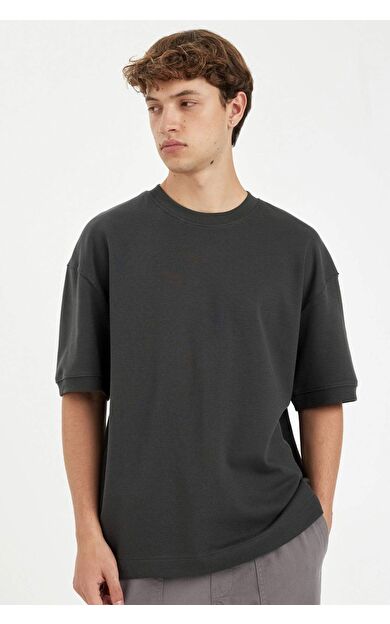 DeFacto Loose Fit Bisiklet Yaka Ağır Kumaş Kısa Kollu Tişört B4844AX24AUAR231