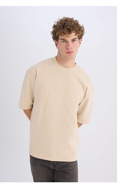 DeFacto Loose Fit Bisiklet Yaka Kısa Kollu Ağır Kumaş Tişört B4844AX25SPBG757