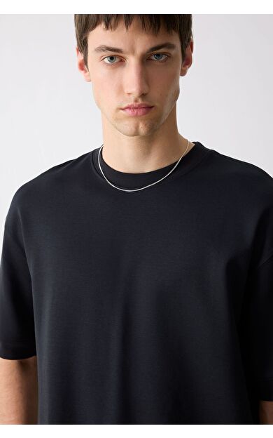 DeFacto Loose Fit Bisiklet Yaka Kısa Kollu Ağır Kumaş Tişört B4844AX25SPBK81
